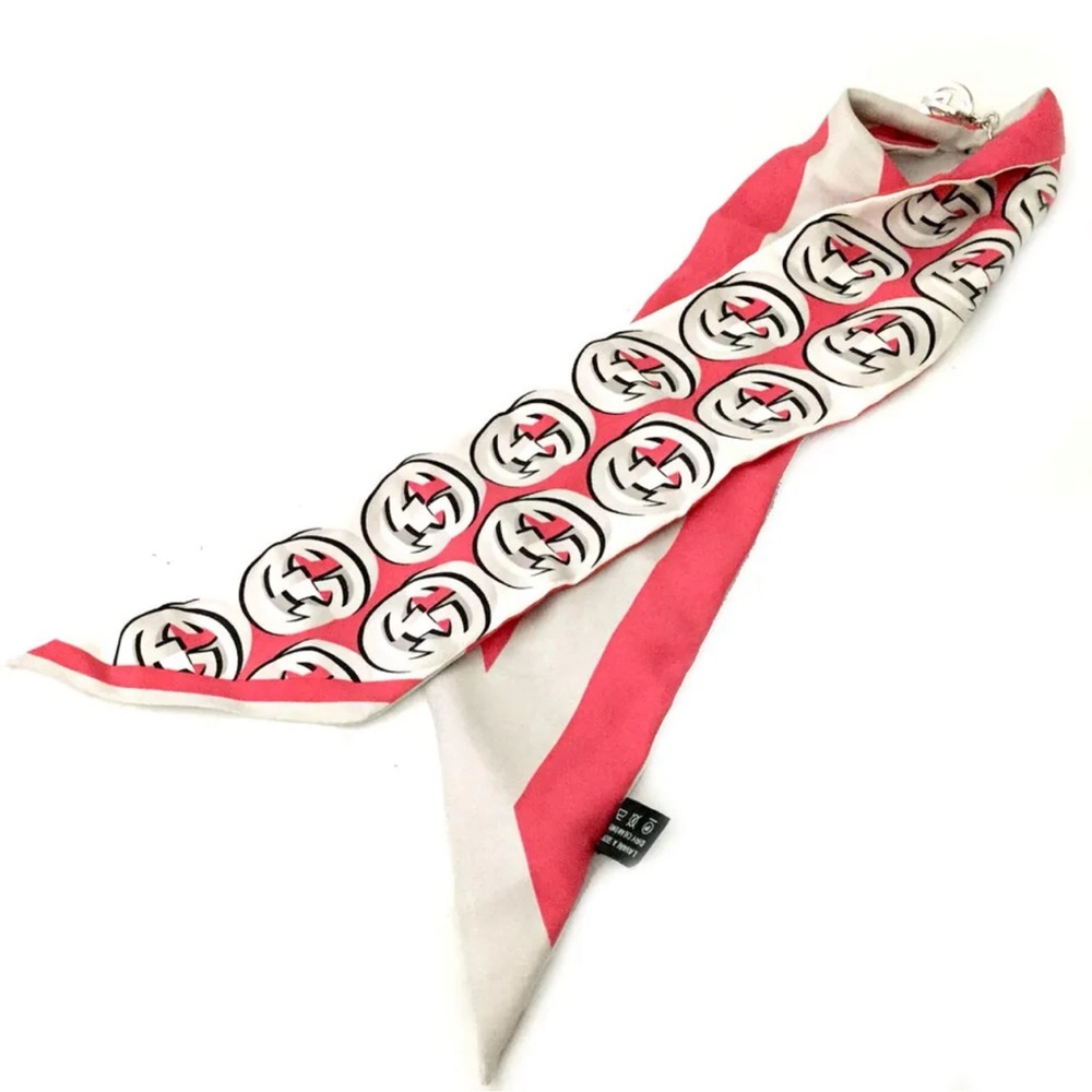 Gucci silk scarf GG monogram cones with scarf ring - Picture 3 of 8